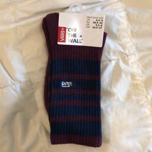 Vans burgundy/navy striped crew socks